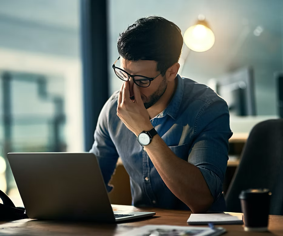 Man stressed at work